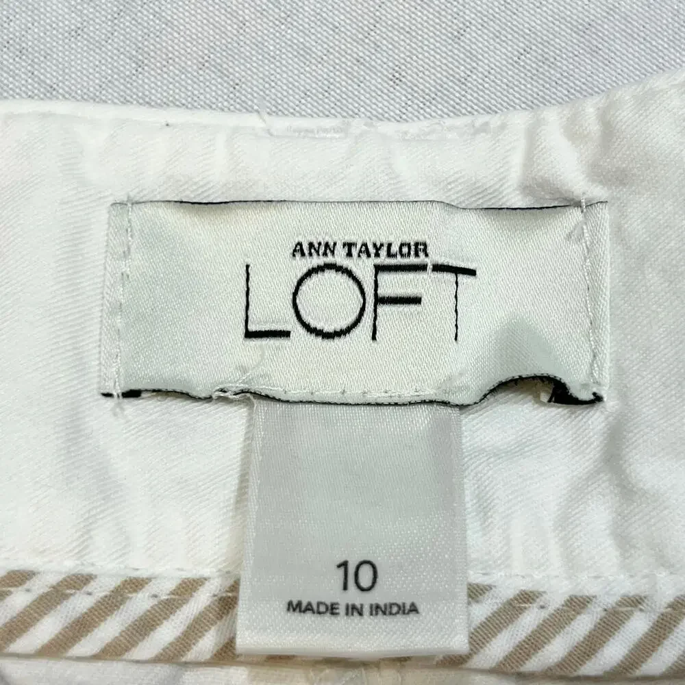 Ann Taylor LOFT Shorts Lot 3 Women 10 White Beige Geometric Linen Blend Casual